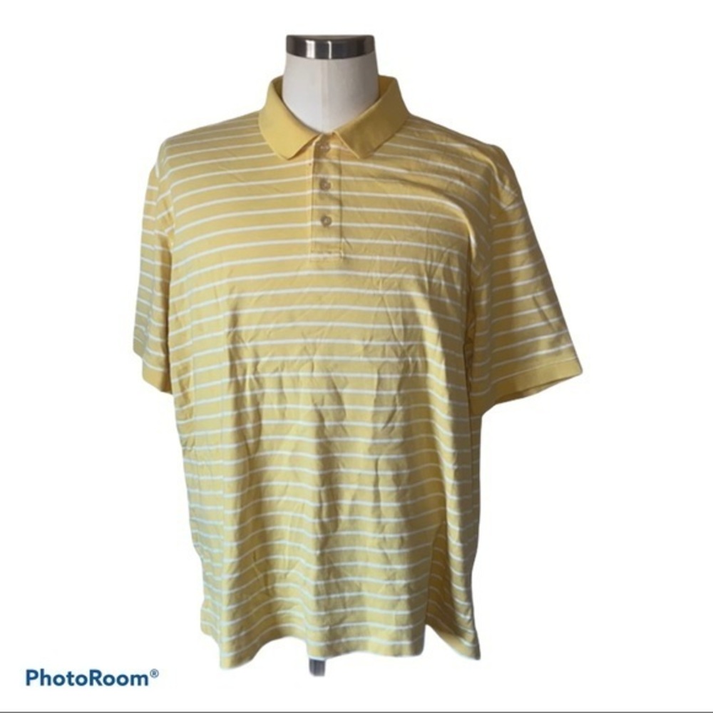 5/$30 🎈 Lands End men’s XL striped butter yellow polo shirt